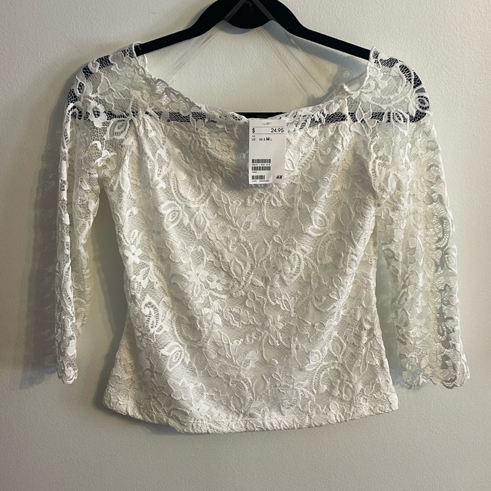 H&M White Lace Top